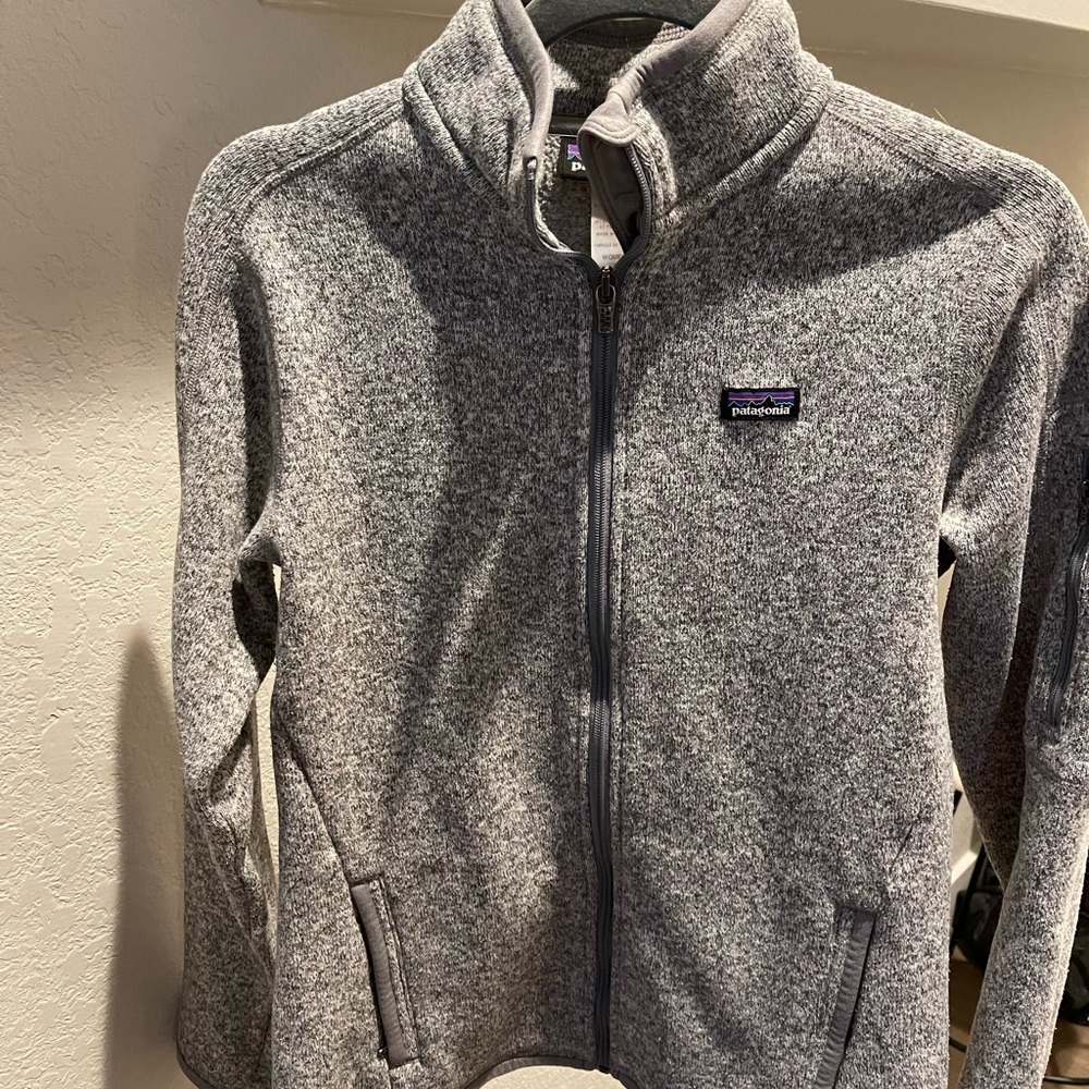 Patagonia better sweater jacket in birch white/grey heather